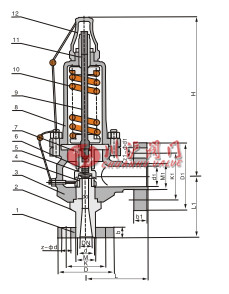 高壓全啟式安全閥結構圖