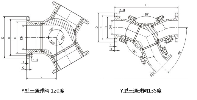 電動三通Y型球閥結構圖