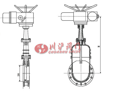 電動暗桿刀型閘閥結構圖