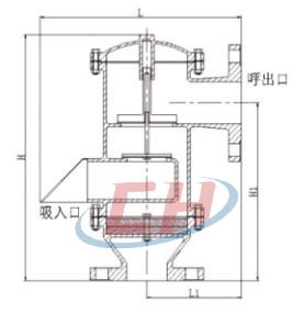 帶呼出接管阻火呼吸閥結(jié)構(gòu)圖