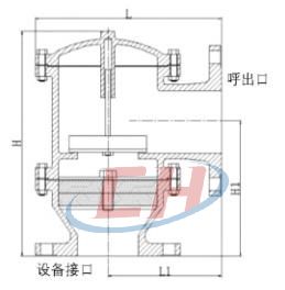 帶接管阻火單呼閥結構圖