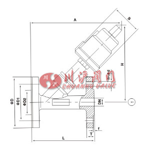 氣動(dòng)角座閥不銹鋼結(jié)構(gòu)圖