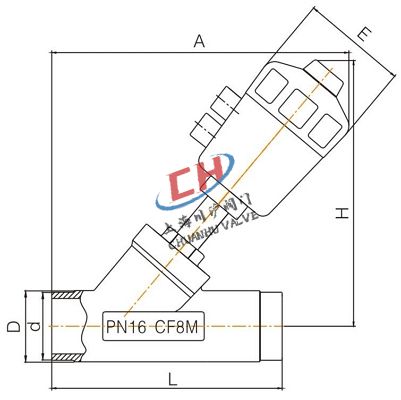 P1焊接氣動角座閥結構圖