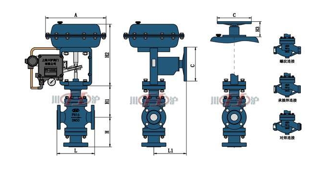 氣動三通調節閥 結構圖