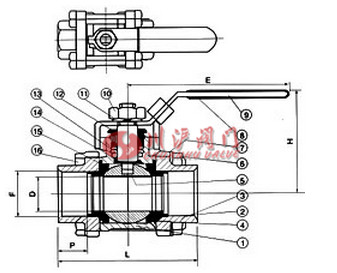 三片式焊接球閥結(jié)構(gòu)圖